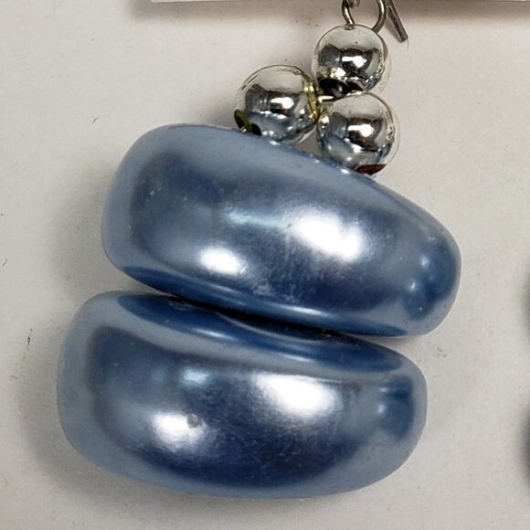 Women's Stylish Silver tone & Blue Beaded Design Drop Dangle Earrings - 2-inch - Picture 4 of 6